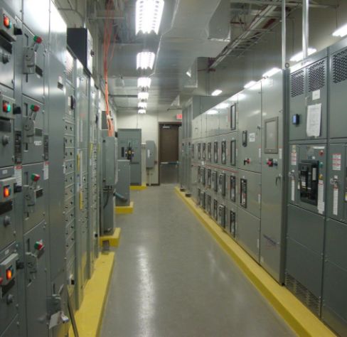 Electrical room designed to operate a large industrial or manufacturing building