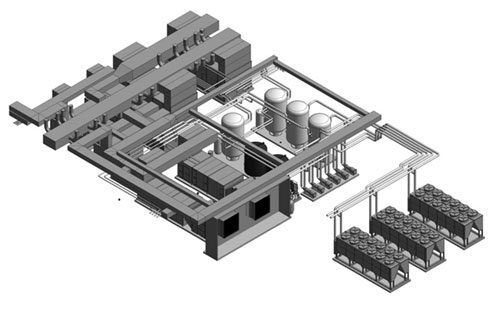 3D rendering of Control Center mechanical systems